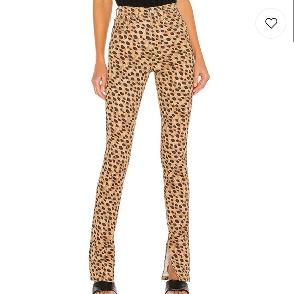 WeWoreWhat leopard stiletto slit hem jeans WORN ONCE - Picture 1 of 3
